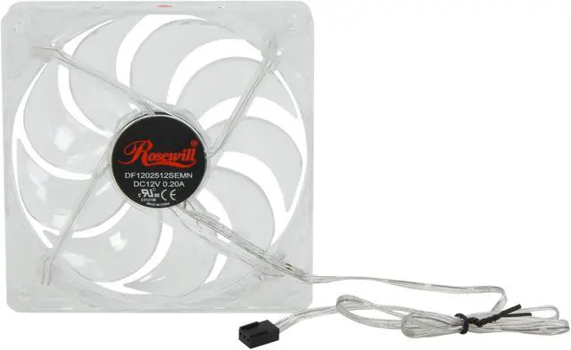 Alt view image 4 of 5 - Rosewill RFTL-131209R - 120mm Computer Case Cooling Fan with LP4 Adapter - Transparent Frame & 4 Red LED Lights, Fluid Dynamic Bearing, Silent