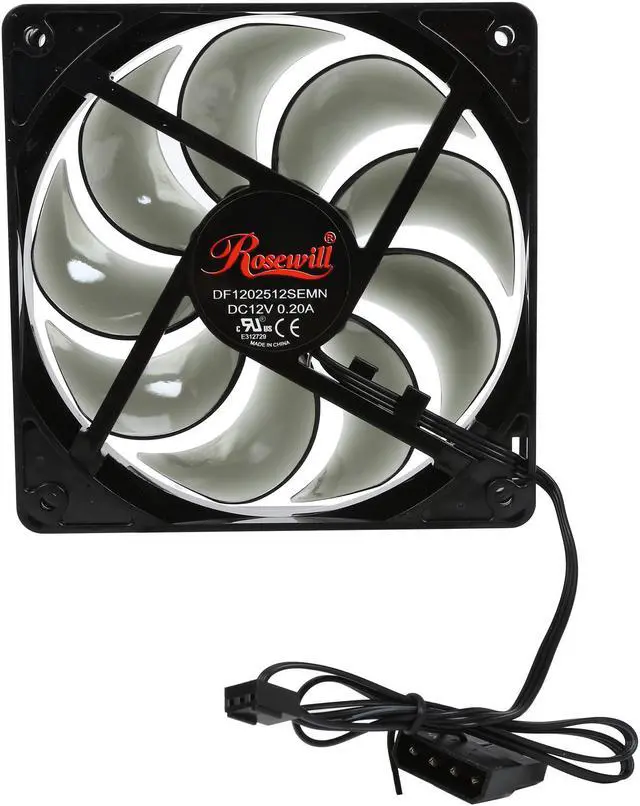 Alt view image 4 of 5 - Rosewill 120mm Computer Case Fan (Case Cooling Fan) - Black Frame & 4 Red LEDs, Fluid Dynamic Bearing, Silent Fan with LP4 Adapter; RNBL-131209R