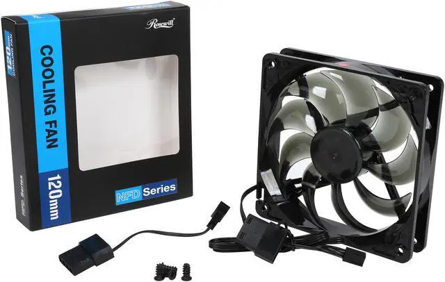 Alt view image 5 of 5 - Rosewill 120mm Computer Case Fan (Case Cooling Fan) - Black Frame & 4 Red LEDs, Fluid Dynamic Bearing, Silent Fan with LP4 Adapter; RNBL-131209R