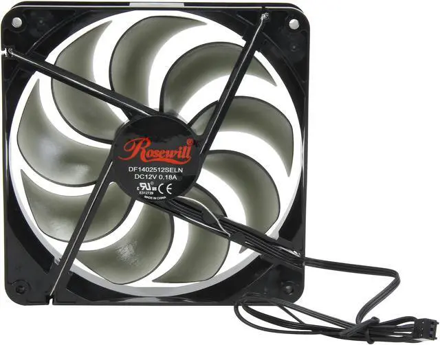 Alt view image 4 of 5 - Rosewill RNBL-131409B - 140mm Computer Case Cooling Fan with LP4 Adapter - Black Frame, Smoke Blades & 4 Blue LED Lights, Fluid Dynamic Bearing, Silent