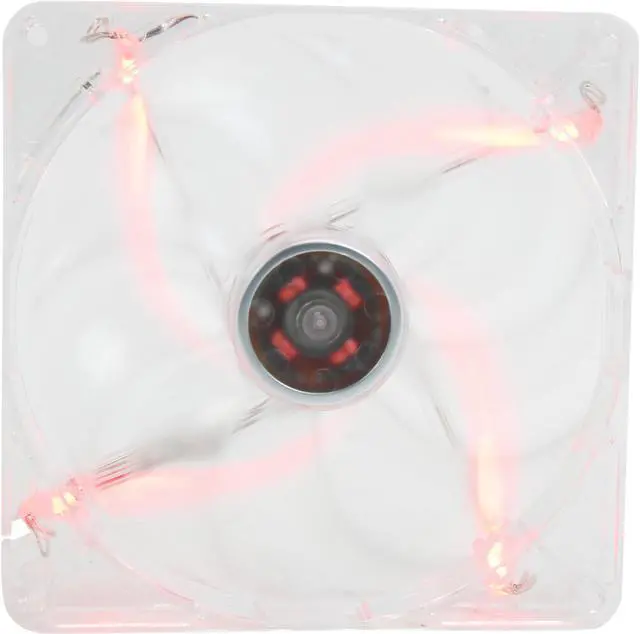 Main image of Rosewill RFTL-131409R - 140mm Computer Case Cooling Fan with LP4 Adapter - Transparent Frame & 4 Red LED Lights, Fluid Dynamic Bearing, Silent