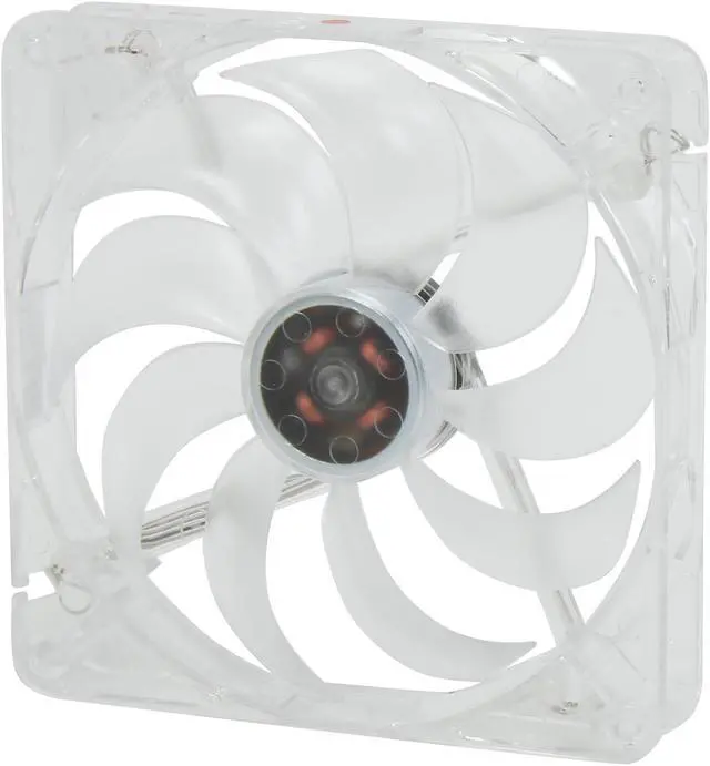 Alt view image 2 of 5 - Rosewill RFTL-131409R - 140mm Computer Case Cooling Fan with LP4 Adapter - Transparent Frame & 4 Red LED Lights, Fluid Dynamic Bearing, Silent