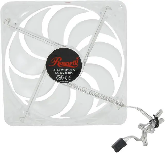Alt view image 4 of 5 - Rosewill RFTL-131409R - 140mm Computer Case Cooling Fan with LP4 Adapter - Transparent Frame & 4 Red LED Lights, Fluid Dynamic Bearing, Silent