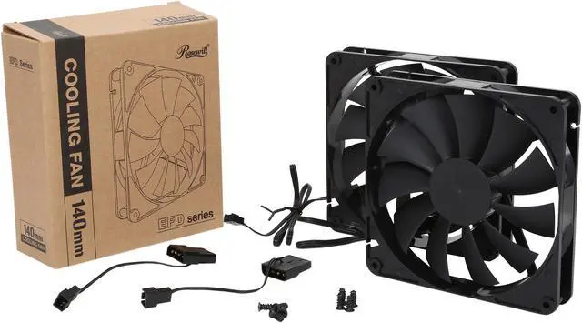 Alt view image 5 of 5 - Rosewill RFBF-131411 - 140mm Computer Case Cooling Fan with LP4 Adapter - Fluid Dynamic Bearing, Super Quiet (Pack of 2)