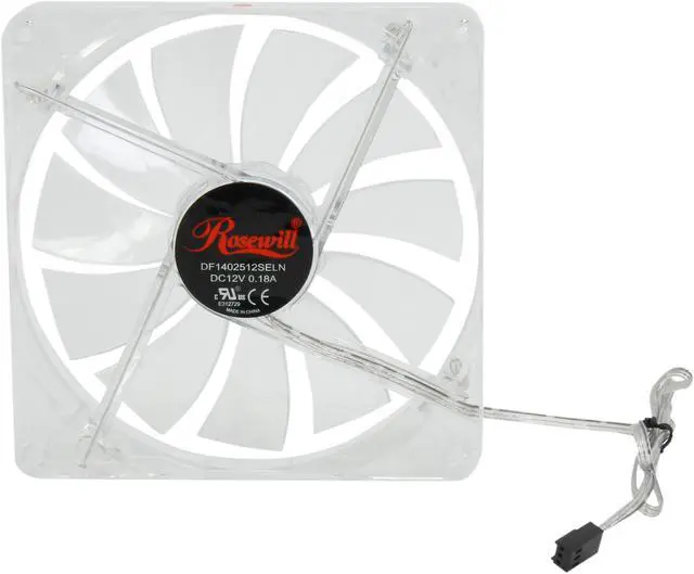 Alt view image 4 of 5 - Rosewill RFTL-131411R - 140mm Computer Case Cooling Fan with LP4 Adapter - Transparent Frame & 4 Red LED Lights, Fluid Dynamic Bearing, Silent