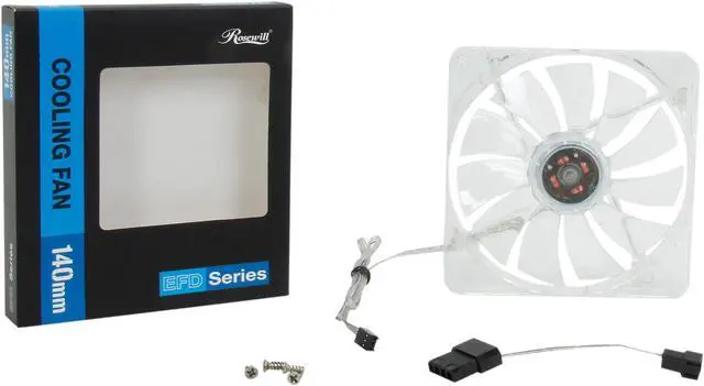 Alt view image 5 of 5 - Rosewill RFTL-131411R - 140mm Computer Case Cooling Fan with LP4 Adapter - Transparent Frame & 4 Red LED Lights, Fluid Dynamic Bearing, Silent