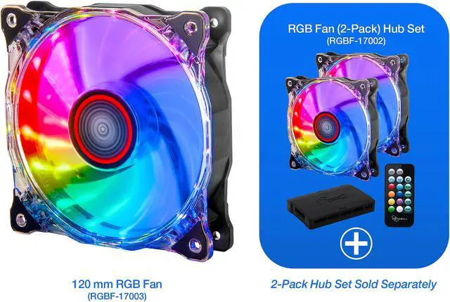 Alt view image 3 of 6 - Rosewill 120 mm RGB Case Fan RGBF-17003. True RGB Color Ultra Quiet Cooling Fan with Long Life Sleeve Bearing. Standard Size 120mm Case Fan Compatible with Rosewill RGB Fan Hub