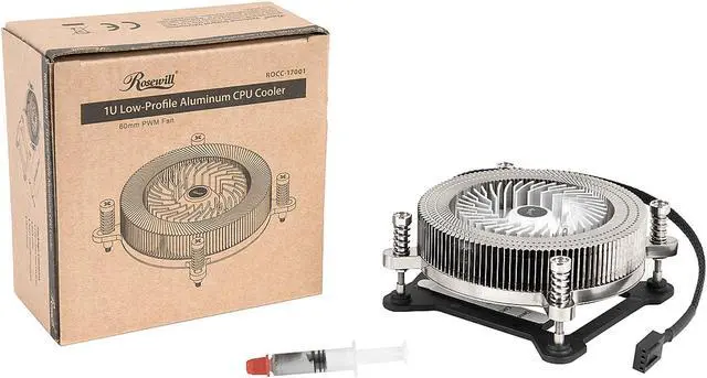 Alt view image 6 of 6 - Rosewill ROCC-17001 1U Low Profile CPU Cooler, Full Copper & Aluminum Structure 60 mm PWM Fan & 4-Pin Connector, Slim 27mm Height