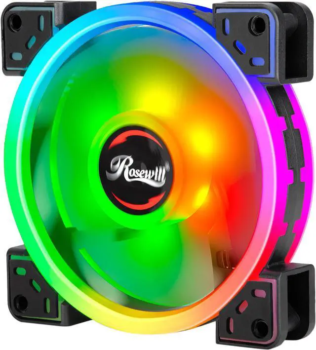 Main image of Rosewill RGBF-S12004 (1-Pack) 120mm Addressable RGB Fan, Dual Ring True RGB LED, Ultra Quiet Cooling with Long Life Rifle Bearings