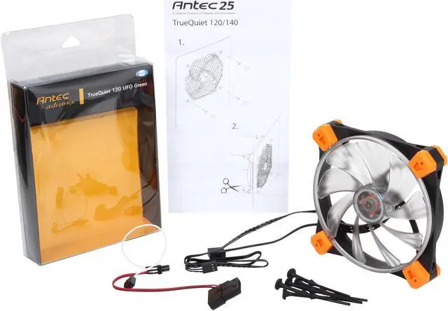 Alt view image 5 of 5 - Antec TrueQuiet 120 UFO GR Green LED Case Fan