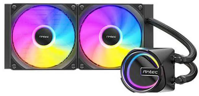 Main image of Antec Skeleton 240 ARGB Liquid CPU Cooler, 240mm Radiator, 2 x  120mm PWM ARGB Fans, Hydraulic Bearing, Copper Base, Intel LGA 115X/1200/1700/20XX, AMD AM4/AM5, Black