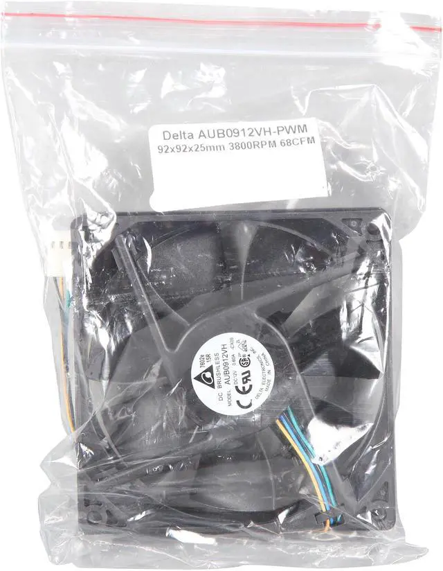 Alt view image 6 of 6 - AUB0912VH PWM Cooling Fan 3800 RPM 68 CFM 45 dBA 92x92x25mm