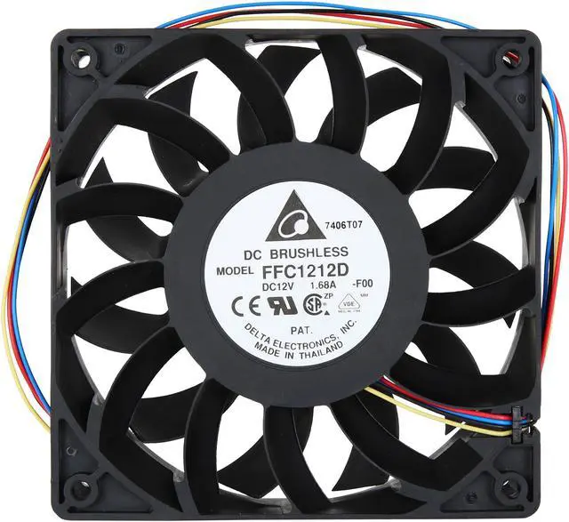 Alt view image 3 of 8 - Delta FFC1212D-PWM High Quality Brushless DC Air Cooling Fan, 4000 RPM, 150 CFM, 44 dBA, 120x120x25mm, Dual Ball Bearing, PWM Fan Control