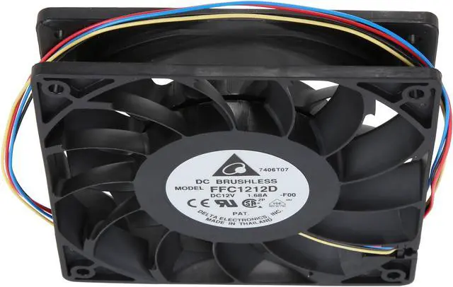 Alt view image 7 of 8 - Delta FFC1212D-PWM High Quality Brushless DC Air Cooling Fan, 4000 RPM, 150 CFM, 44 dBA, 120x120x25mm, Dual Ball Bearing, PWM Fan Control