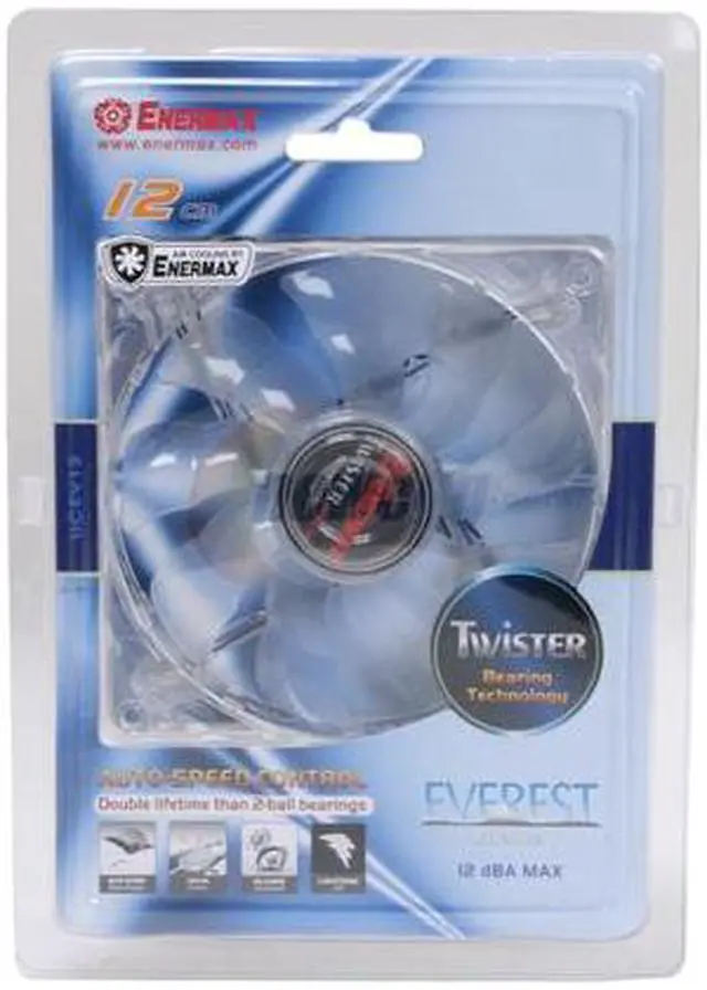 Alt view image 9 of 9 - ENERMAX EVEREST UCEV12 120mm Blue LED TWISTER BEARING Case Fan (auto speed control)