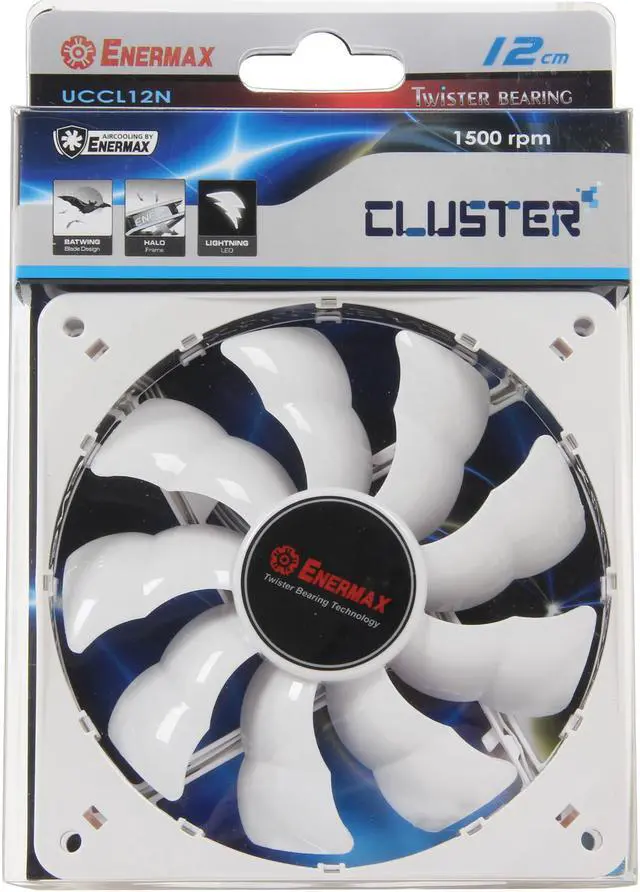 Alt view image 5 of 5 - ENERMAX Cluster UCCL12N White LED 1500RPM Case Fan