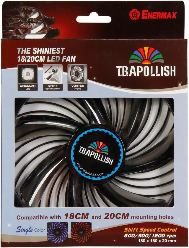 Alt view image 6 of 6 - ENERMAX UCTA18A-BL 180mm Blue LED Case Fan