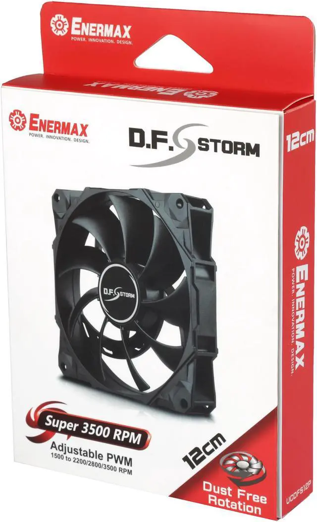 Alt view image 6 of 6 - Enermax D.F. Storm 120mm Fan Dust Free Rotation Technology High Performance 3500RPM Black UCDF12P