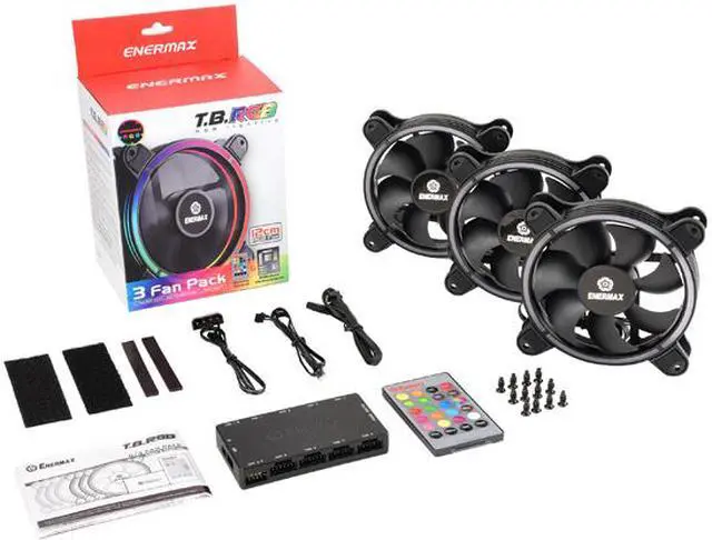 Alt view image 14 of 14 - Enermax T.B RGB 120mm Case Fan with 3 in 1 Remote Controller and Control Box; Halo Arc-Shaped Frame; RGB Sync via motherboard; UCTBRGB12-BP3; 3 Fan Pack