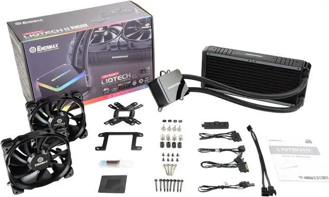 Alt view image 2 of 5 - ENERMAX LIQTECH II 240, Addressable RGB All-in-one CPU Liquid Cooler, 240mm Radiator, Dual-Chamber RGB Pump, T.B. Pressure Fan Blades, AM4 / LGA 1200/1151 - AMD AM5 & Intel LGA1700 Ready