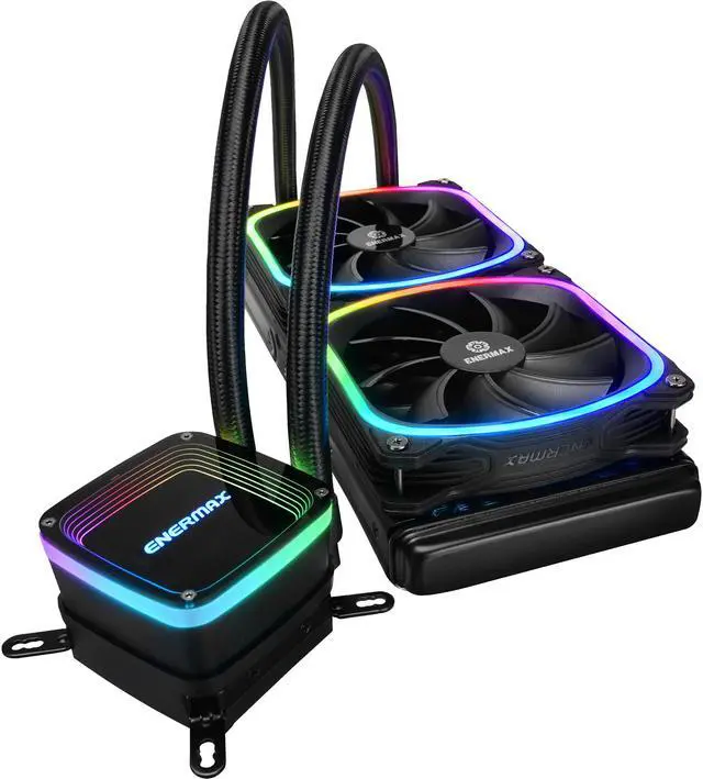 Alt view image 2 of 11 - Enermax AQUAFUSION 240 ARGB, All-in-one CPU Liquid Cooler for AM4 & AM5 / LGA 1700/1200/1151, 240mm Radiator, Dual-Chamber Water Block, SquaA RGB Fan - AM5 & LGA1700 Compatible