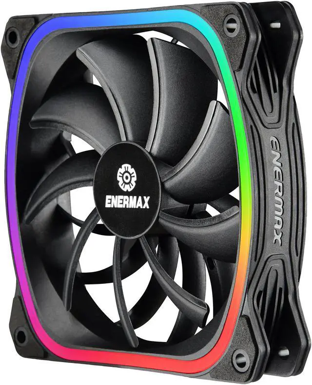 Alt view image 2 of 6 - Enermax SquA 120mm Dual Light Loop RGB LED PWN Case Fan, Addressable RGB Sync Via Motherboard, Plug & Play - Single Pack - Black, UCSQARGB12P-SG