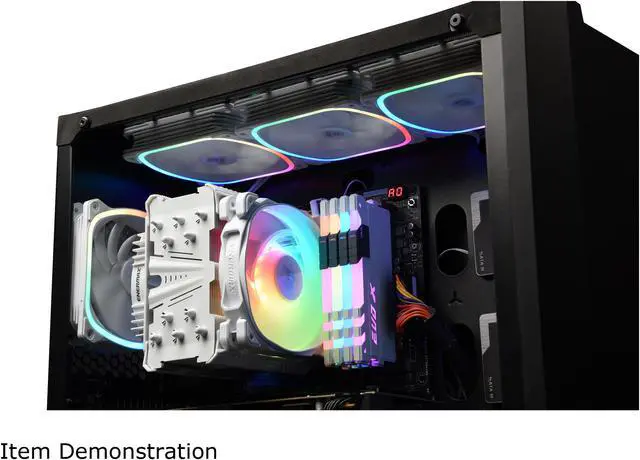 Alt view image 6 of 19 - Enermax ETS-T50 Axe ARGB White CPU Air Cooler, 230W+ TDP for Intel/ AMD Universal Socket, AM4 & AM5 / LGA 1700/1200/1151, 5 Direct Contact Heat Pipes, 120mm PWM Fan - AM5 & LGA1700 Ready