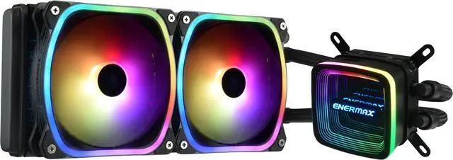 Alt view image 2 of 10 - Enermax AQUAFUSION ADV 240 ARGB AIO CPU Liquid Cooler, RGB Pump, 240mm Radiator, 2x120mm RGB PWM Fans, 360W TDP, 500 - 2000 RPM, Dual-Chamber Water Block, Intel LGA 1851/1700/1200/1151 & AMD AM5/AM4