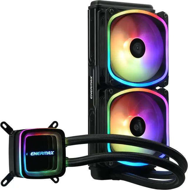 Alt view image 4 of 10 - Enermax AQUAFUSION ADV 240 ARGB AIO CPU Liquid Cooler, RGB Pump, 240mm Radiator, 2x120mm RGB PWM Fans, 360W TDP, 500 - 2000 RPM, Dual-Chamber Water Block, Intel LGA 1851/1700/1200/1151 & AMD AM5/AM4