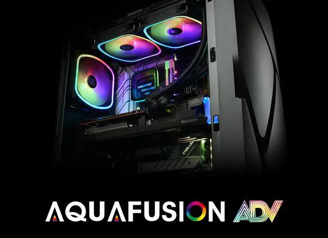 Alt view image 10 of 10 - Enermax AQUAFUSION ADV 240 ARGB AIO CPU Liquid Cooler, RGB Pump, 240mm Radiator, 2x120mm RGB PWM Fans, 360W TDP, 500 - 2000 RPM, Dual-Chamber Water Block, Intel LGA 1851/1700/1200/1151 & AMD AM5/AM4