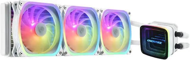 Alt view image 2 of 8 - ENERMAX AQUAFUSION ADV 360 ARGB AIO CPU Liquid Cooler White, Infinity Mirror RGB Pump, 360mm Radiator, Triple 120mm SquaA ADV RGB PWM Fans, 380W TDP, 500-2000 RPM, Dual-Chamber Water Block, AM4 / LGA 1200/1151 AMD AM5 & Intel LGA1700 Ready
