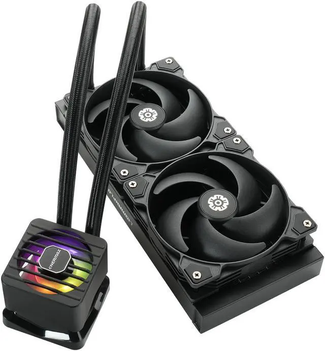 Alt view image 4 of 7 - ENERMAX LIQMAXFLO SR 240 ARGB AIO CPU Liquid Cooler - 60mm VRM Fan up to 3000 RPM, PWM-Controlled Pump, 240mm Radiator, Dual Pressure-Optimized Silent Flow 120mm FDB Fans up to 1800 RPM, 350W TDP - AMD AM5 & Intel LGA1700 Ready