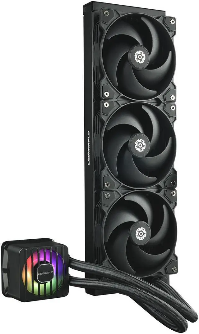 Alt view image 2 of 8 - ENERMAX LIQMAXFLO SR 360 ARGB AIO CPU Liquid Cooler - 60mm VRM Fan up to 3000 RPM, PWM-Controlled Pump, 360mm Radiator, Triple Silent Flow120mm FDB Fans, 370W TDP - AMD AM5 & Intel LGA 1851/1700 Ready