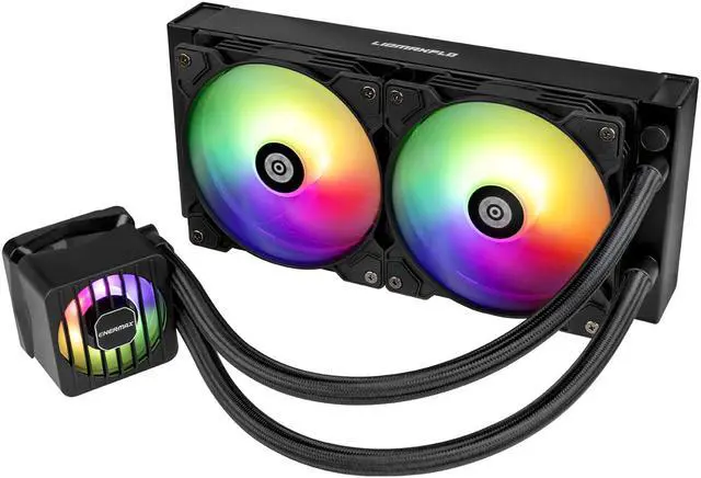 Alt view image 6 of 8 - ENERMAX LIQMAXFLO 240 ARGB AIO CPU Liquid Cooler - 60mm VRM Fan up to 3000 RPM, PWM-Controlled Pump, 38mm Thick Radiator, Dual Pressure-Optimized Silent Flow 120mm FDB Fans up to 1800 RPM, 380W TDP - AMD AM5 & Intel LGA1700 Ready