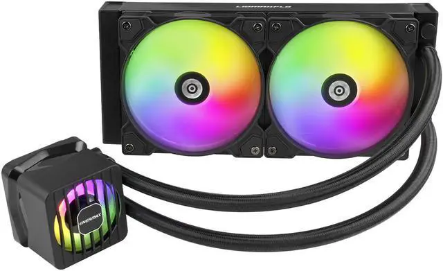 Alt view image 8 of 8 - ENERMAX LIQMAXFLO 240 ARGB AIO CPU Liquid Cooler - 60mm VRM Fan up to 3000 RPM, PWM-Controlled Pump, 38mm Thick Radiator, Dual Pressure-Optimized Silent Flow 120mm FDB Fans up to 1800 RPM, 380W TDP - AMD AM5 & Intel LGA1700 Ready
