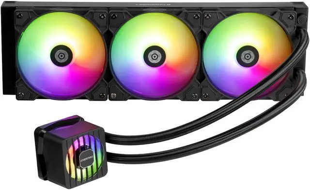 Alt view image 6 of 8 - ENERMAX LIQMAXFLO 360 ARGB AIO CPU Liquid Cooler - 60mm VRM Fan up to 3000 RPM, PWM-Controlled Pump, 38mm Thick Radiator, Triple Pressure-Optimized Silent Flow 120mm FDB Fans up to 1800 RPM, 400W TDP - AMD AM5 & Intel LGA1700 Ready
