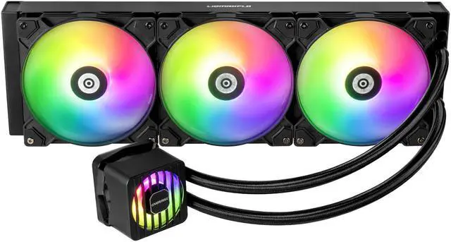Alt view image 6 of 6 - ENERMAX LIQMAXFLO 420 ARGB AIO CPU Liquid Cooler - 60mm VRM Fan up to 3000 RPM, PWM-Controlled Pump, 38mm Thick Radiator, Triple Pressure-Optimized Silent Flow 140mm FDB Fans up to 1700 RPM, 420W TDP - AMD AM5 & Intel LGA1700 Ready