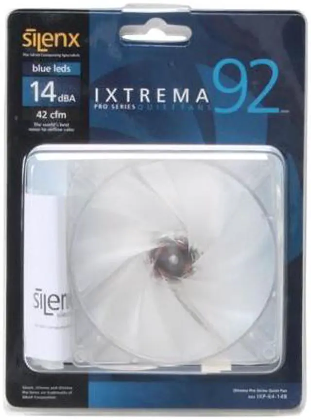 Alt view image 3 of 3 - SilenX IXP-64-14B 92mm Blue LED Case Fan