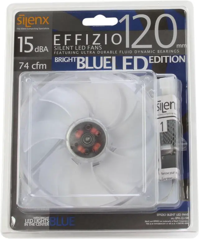 Alt view image 6 of 6 - SilenX EFX-12-15B Blue LED Effizio Quiet Case Fan