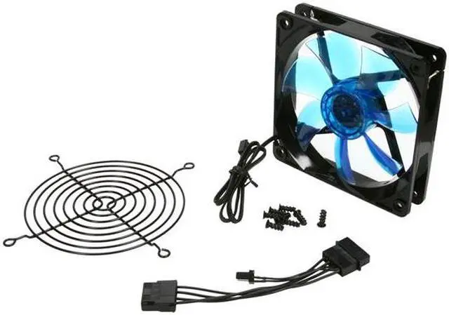 Alt view image 4 of 5 - APEVIA CF12SL-BBL 120mm UV blue LED fan w/3-pin and 4-pin connectors and black grill
