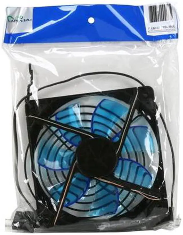 Alt view image 5 of 5 - APEVIA CF12SL-BBL 120mm UV blue LED fan w/3-pin and 4-pin connectors and black grill