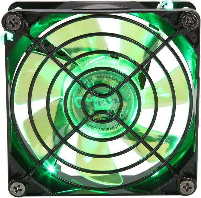 Main image of APEVIA CF8SL-BGN 80mm Green LED Case Fan w/Grill
