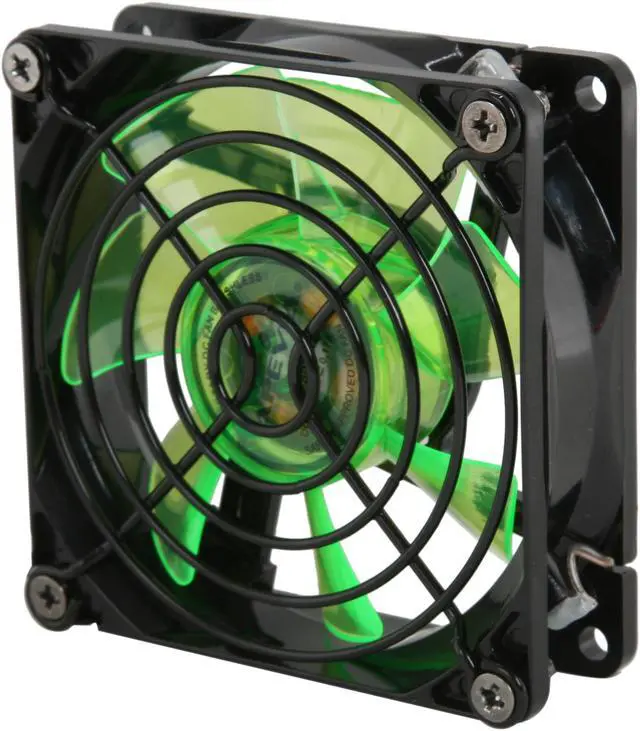 Alt view image 2 of 5 - APEVIA CF8SL-BGN 80mm Green LED Case Fan w/Grill