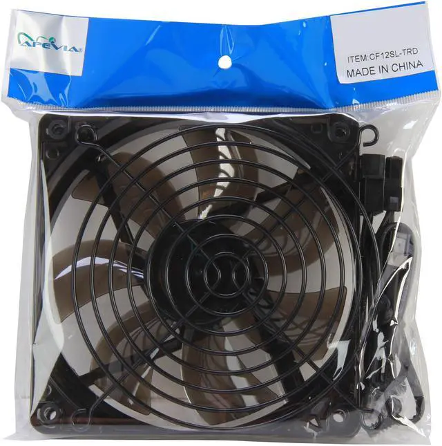 Alt view image 6 of 6 - APEVIA CF12SL-TRD 120mm UV red LED fan w/3-pin and 4-pin connectors and black grill