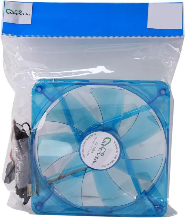 Alt view image 5 of 5 - APEVIA  14SL-BL 140mm UV Blue LED Fan