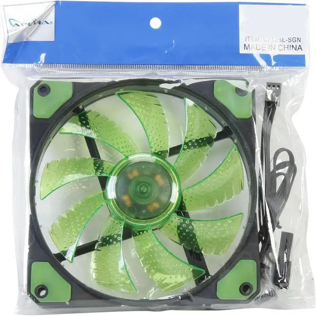 Alt view image 5 of 5 - APEVIA CF12SL-SGN Green LED Case Fan w/ Anti-Vibration Rubber Pads