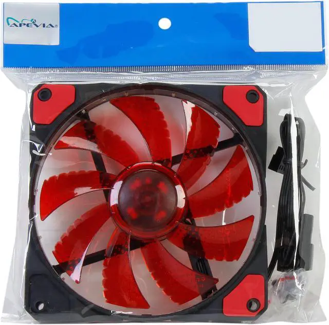 Alt view image 5 of 5 - APEVIA CF12SL-SRD Red LED Case Fan w/ Anti-Vibration Rubber Pads