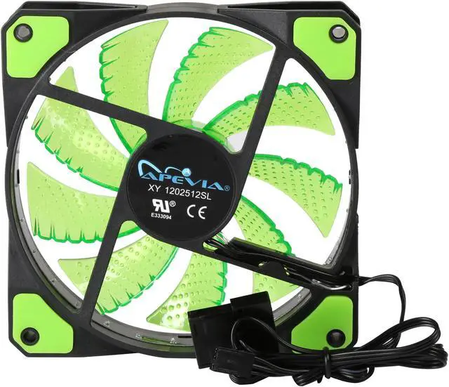 Alt view image 4 of 5 - APEVIA AF312L-SGN 120mm Green LED Ultra Silent Case Fan w/ 15 LEDs & Anti-Vibration Rubber Pads (3-pk)