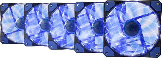 Main image of APEVIA AF512L-SBL 120mm Blue LED Ultra Silent Case Fan w/ 15 LEDs & Anti-Vibration Rubber Pads (5-pk)