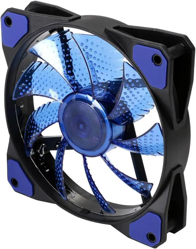 Alt view image 2 of 5 - APEVIA AF512L-SBL 120mm Blue LED Ultra Silent Case Fan w/ 15 LEDs & Anti-Vibration Rubber Pads (5-pk)